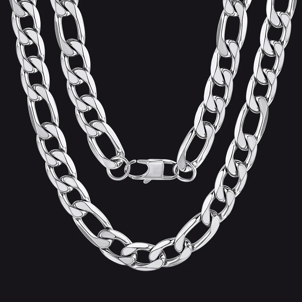 Figaro Cuban Link Necklaces Chain for Men 4/6/9/13 MM Width