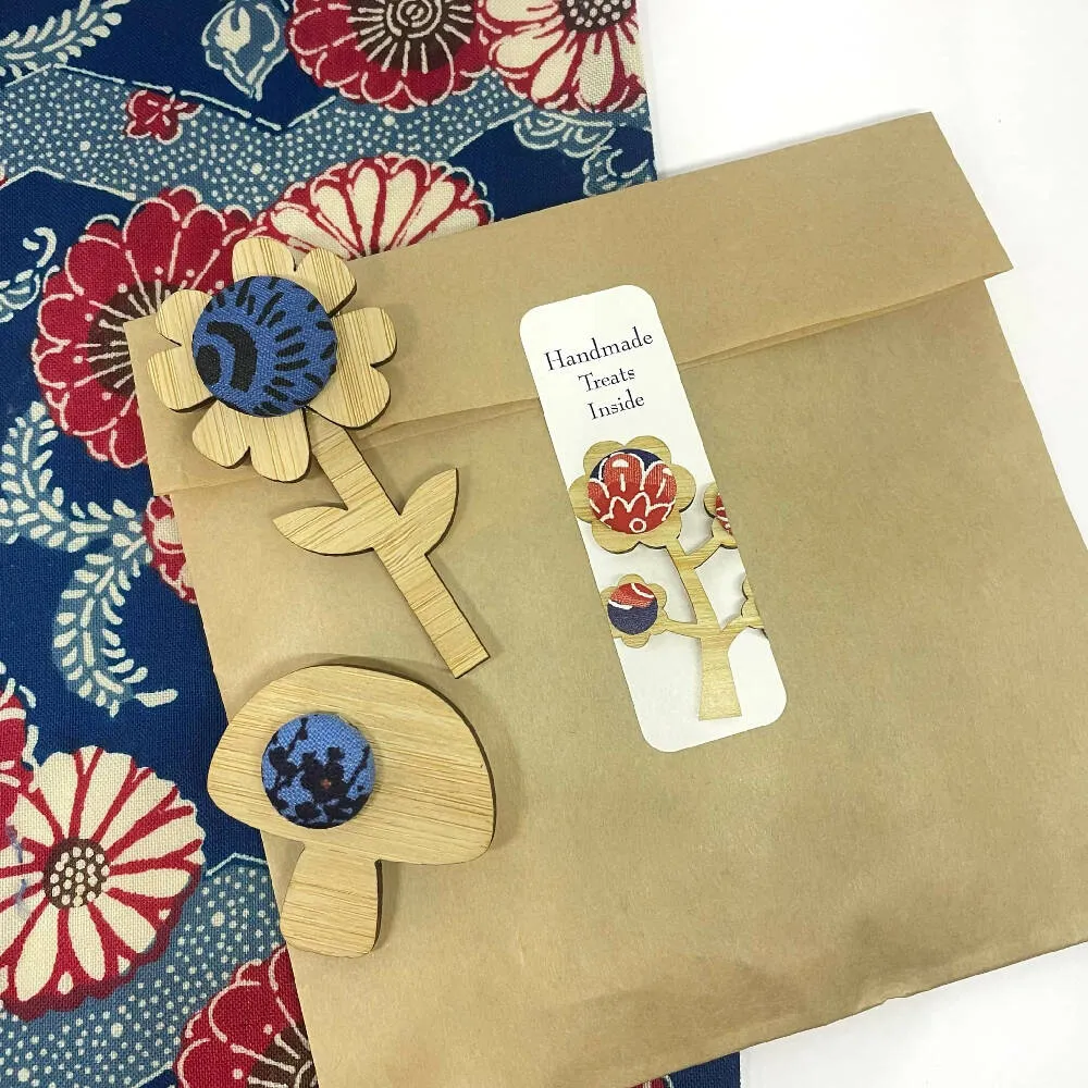 Flower Brooch Blue - set of two