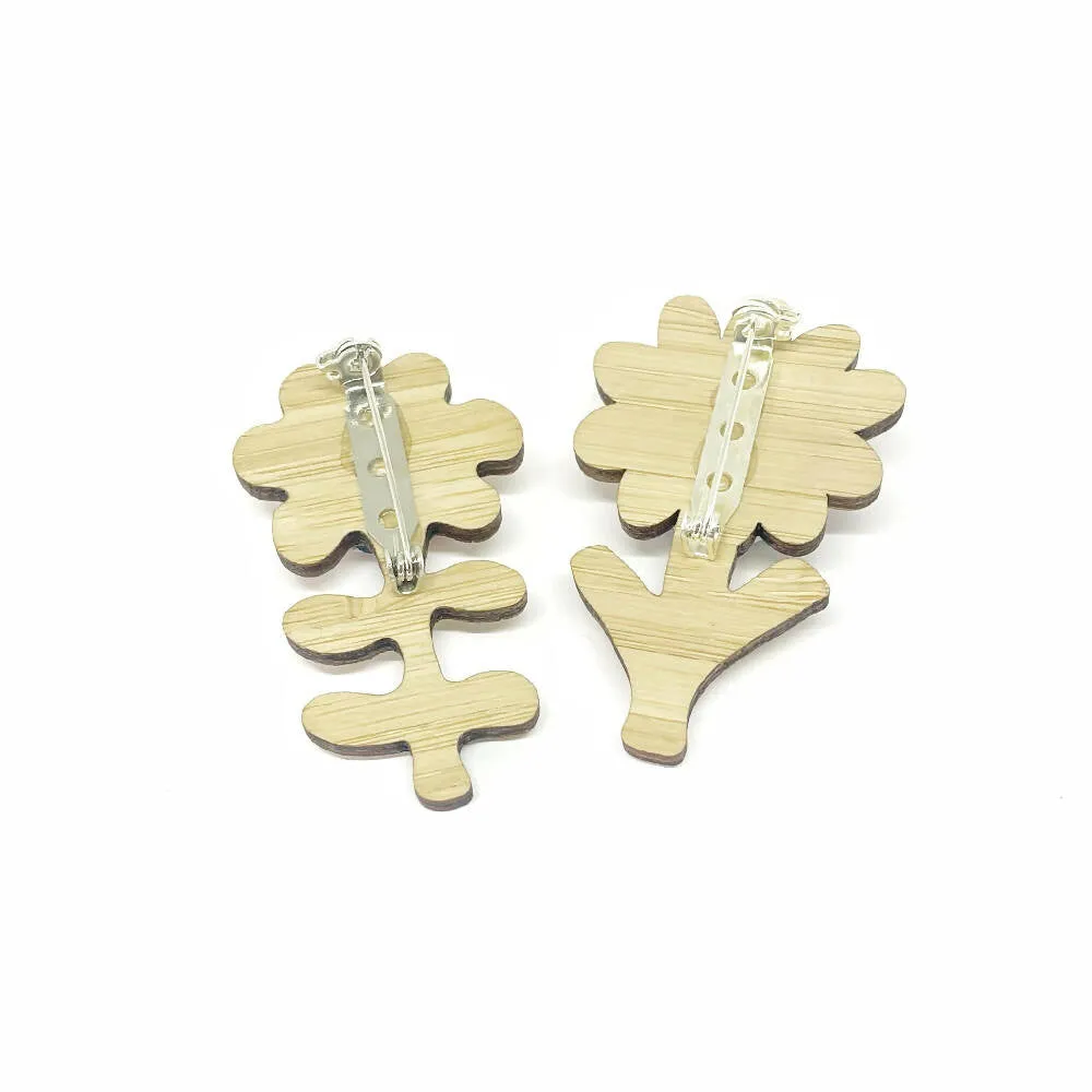 Flower Brooch Blue - set of two