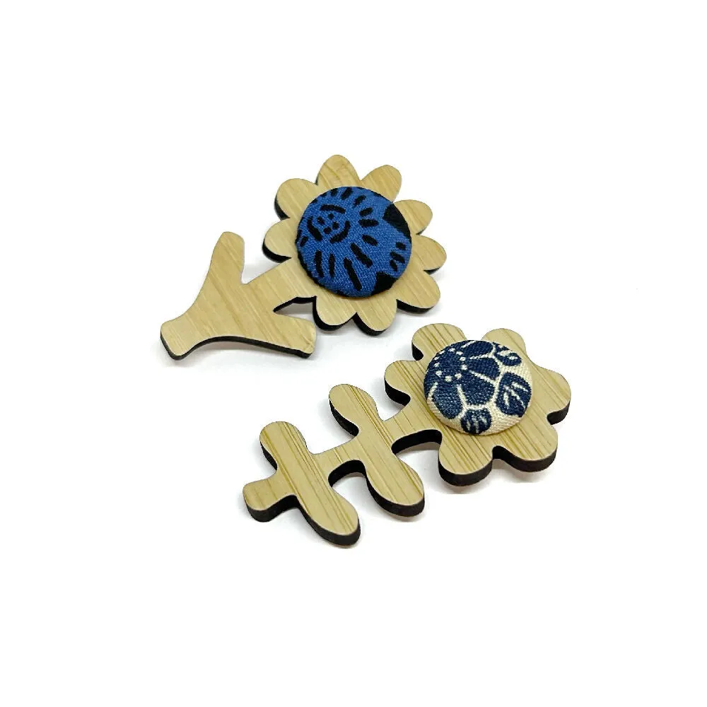 Flower Brooch Blue - set of two