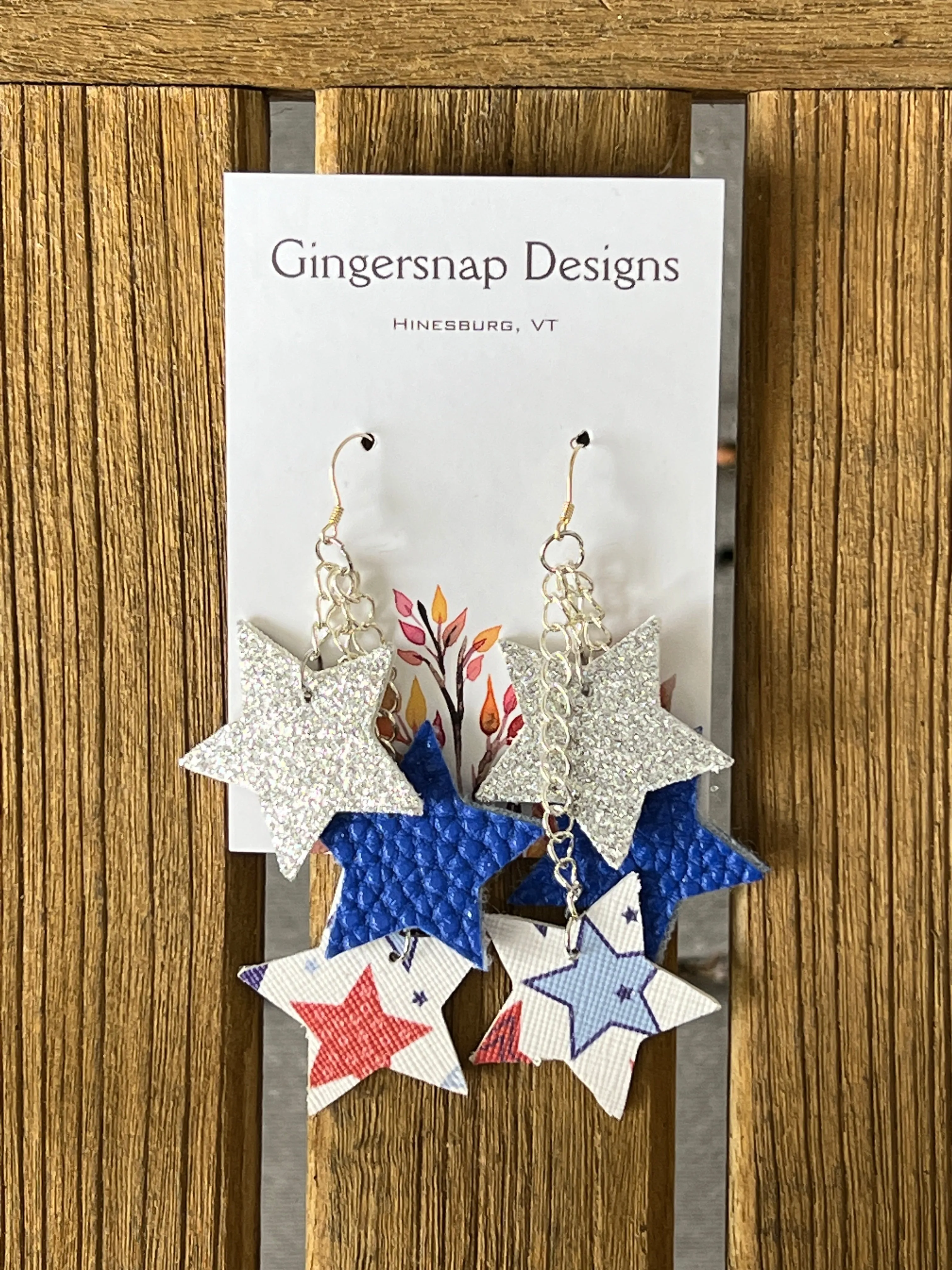 Fourth of July large Hanging Stars Earrings