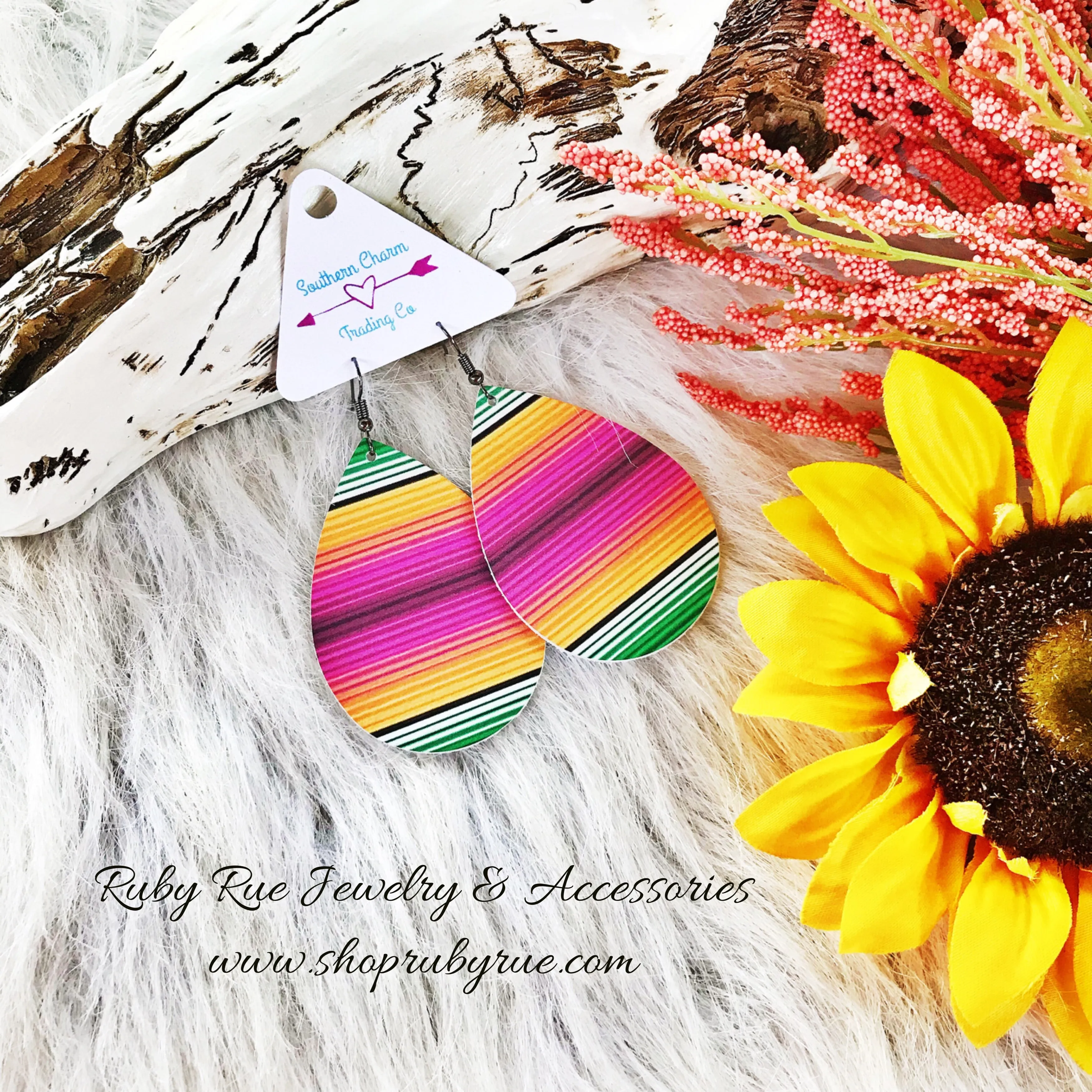 Genuine Leather Serape Earrings