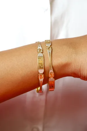 Gold Bangle Set with Elegant Straight Lines