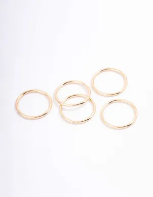 Gold Basic Smooth Ring 5-Pack