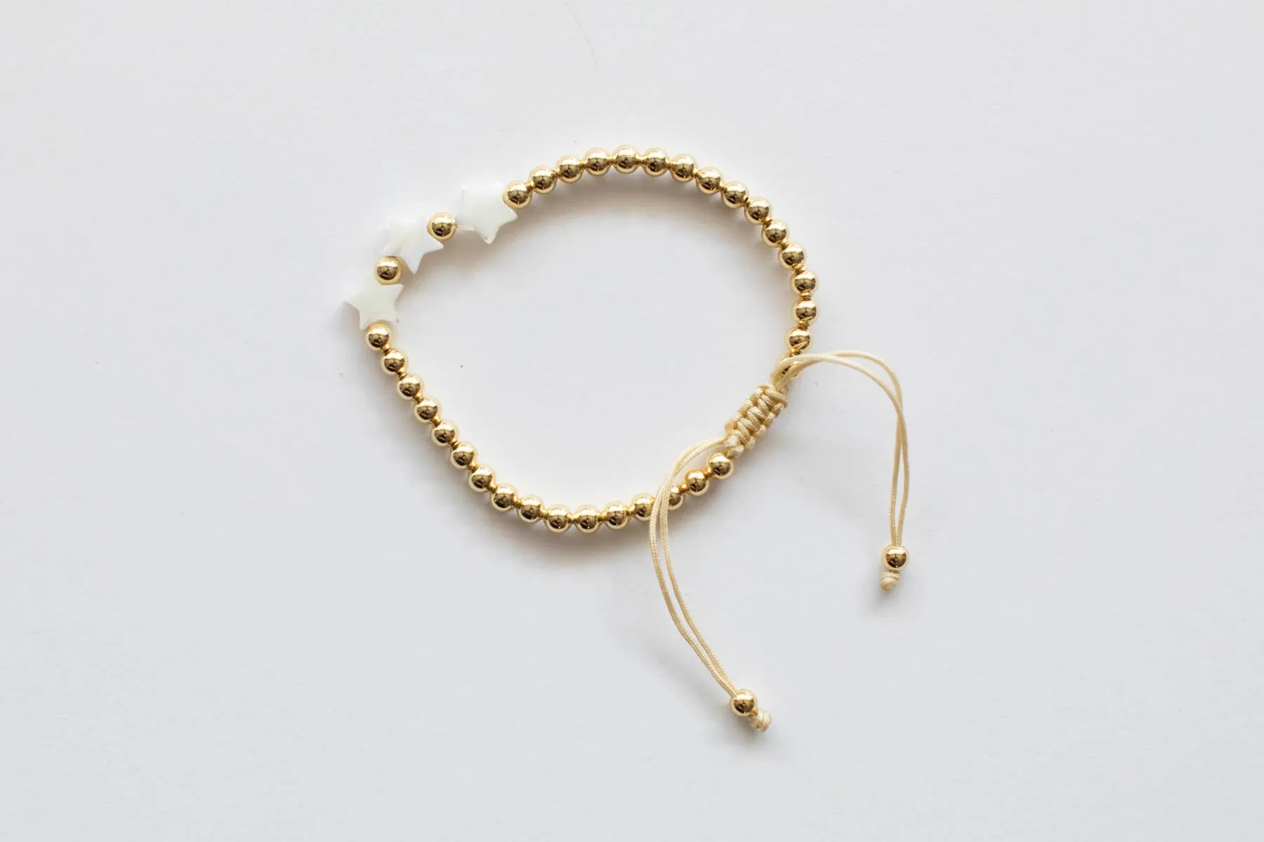 Gold plated beaded adjustable bracelet - Star