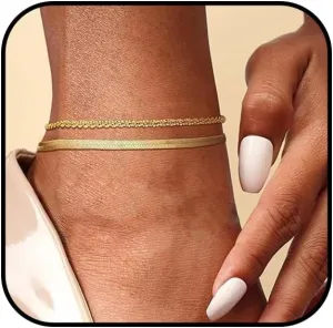Gold Silver Layered Anklets for Women Small Heart Anklets Beaded Heart Anklet Waterproof Heart Link Anklet Beach Anklets Summer Beach Jewelry