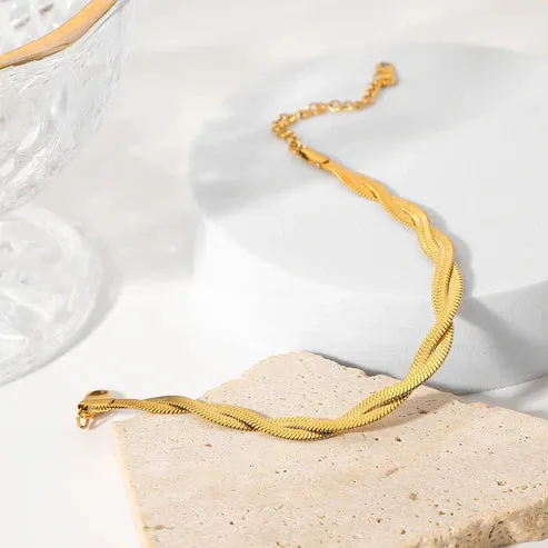 Gold Twisted Link Bracelet- 2