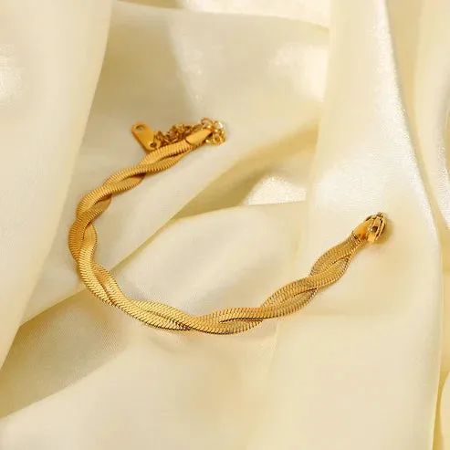 Gold Twisted Link Bracelet- 2