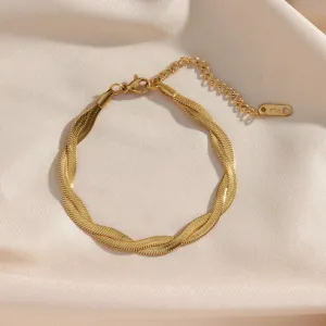 Gold Twisted Link Bracelet- 2