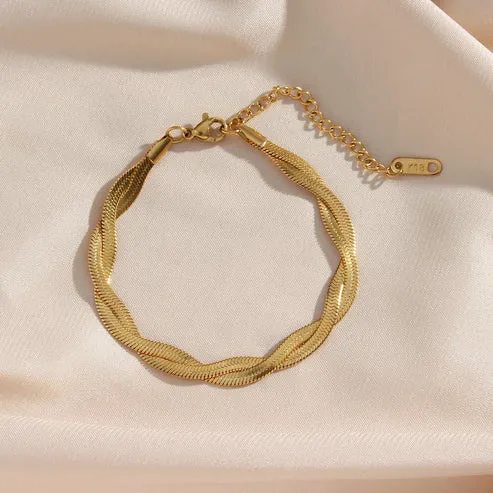 Gold Twisted Link Bracelet- 2