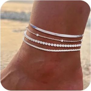 Gold/Silver Anklets for Women Ankle Bracelets for Women Waterproof Beach Layered Anklet Bracelets for Women Cuban Link Anklets Set Dainty Cute Heart Butterfly Anklets Non Tarnish Jewelry Gift