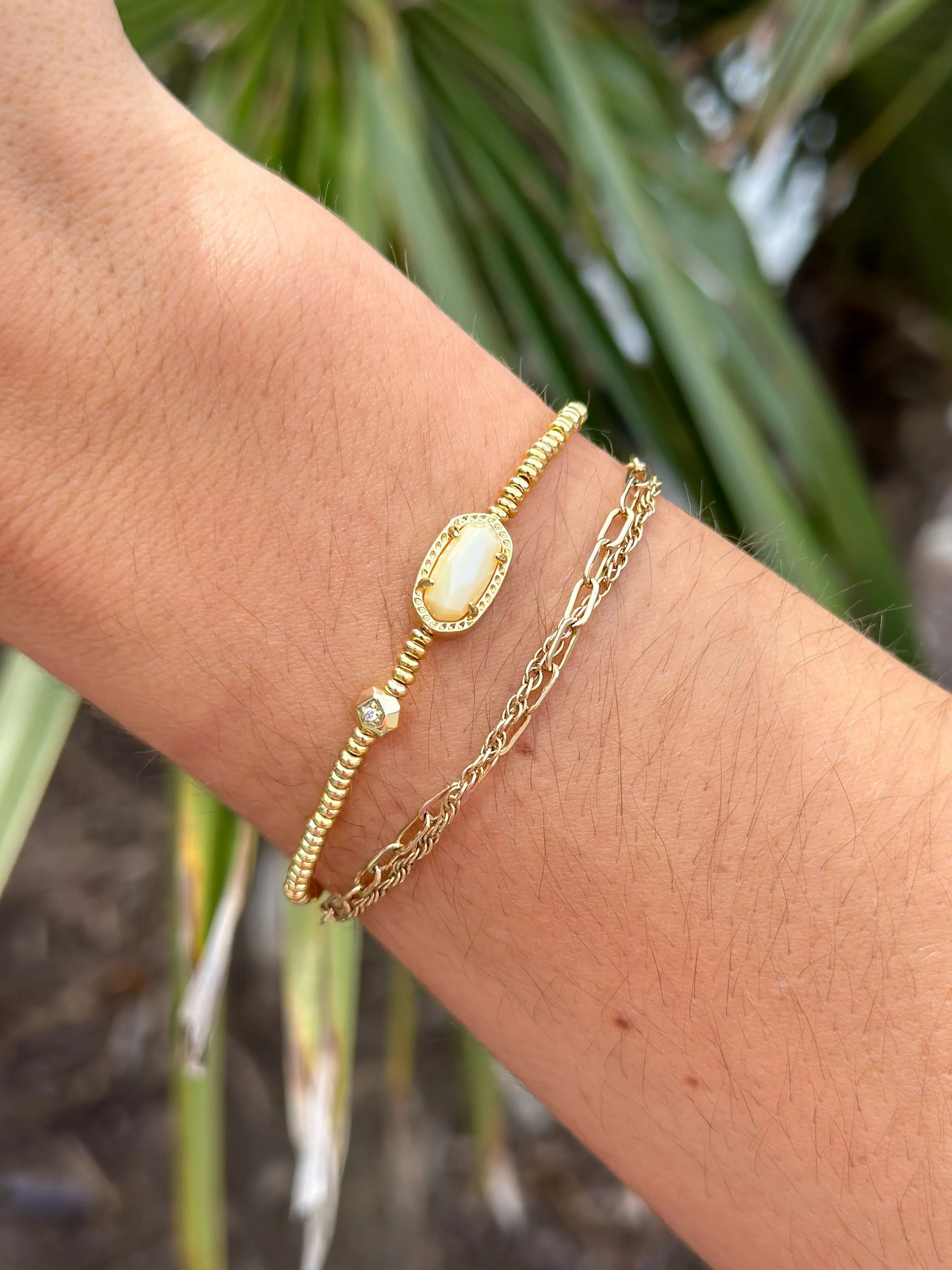 Grayson Gold Stretch Bracelet in Light Yellow MOP
