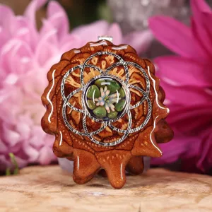 Green Phoenix Orchid Glass with Silver Seed of Life
