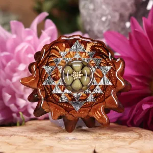 Green Phoenix Orchid Glass with Silver Sri Yantra