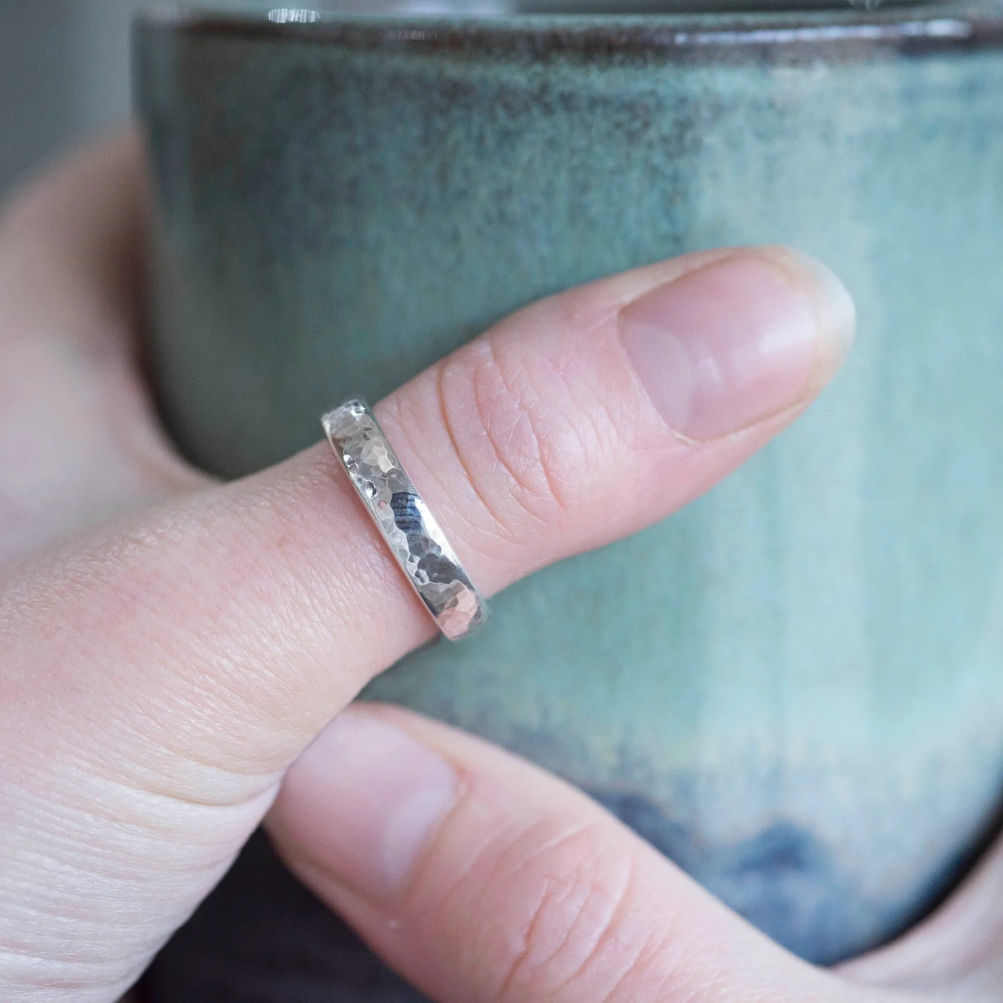 Hammered Heavy Unisex Silver Ring