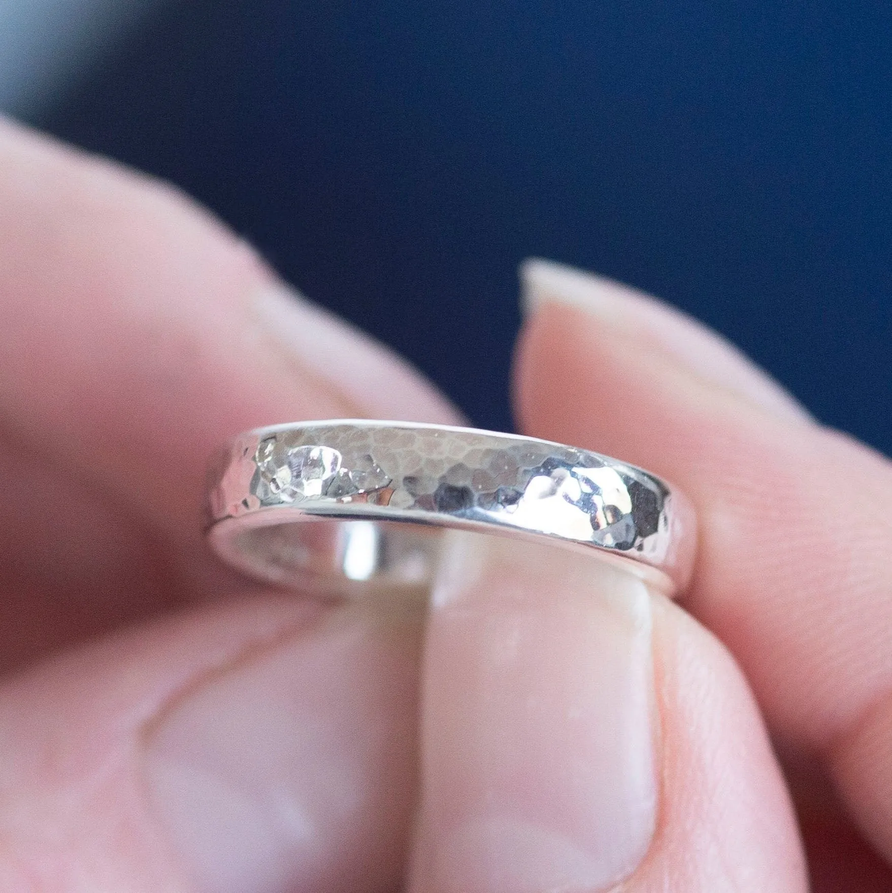 Hammered Heavy Unisex Silver Ring