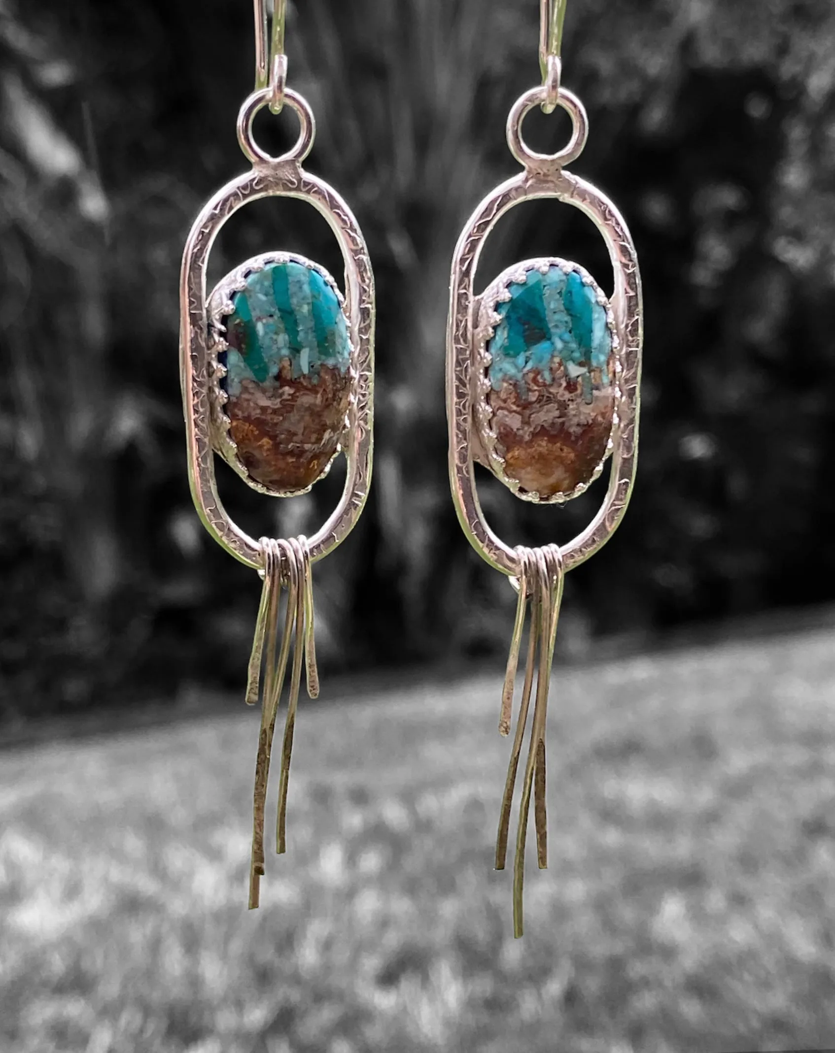 Handmade Bacon Opal & Turquoise Earrings
