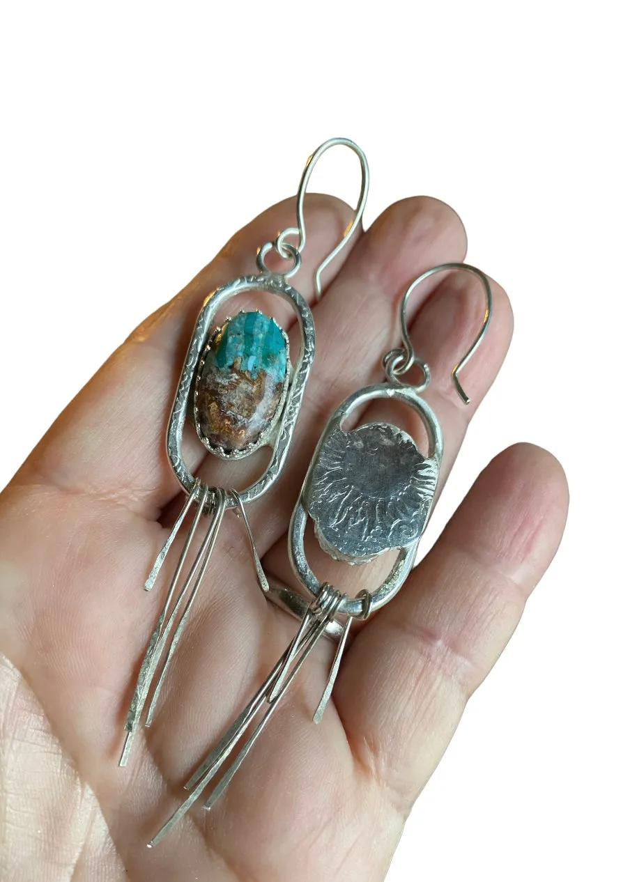 Handmade Bacon Opal & Turquoise Earrings