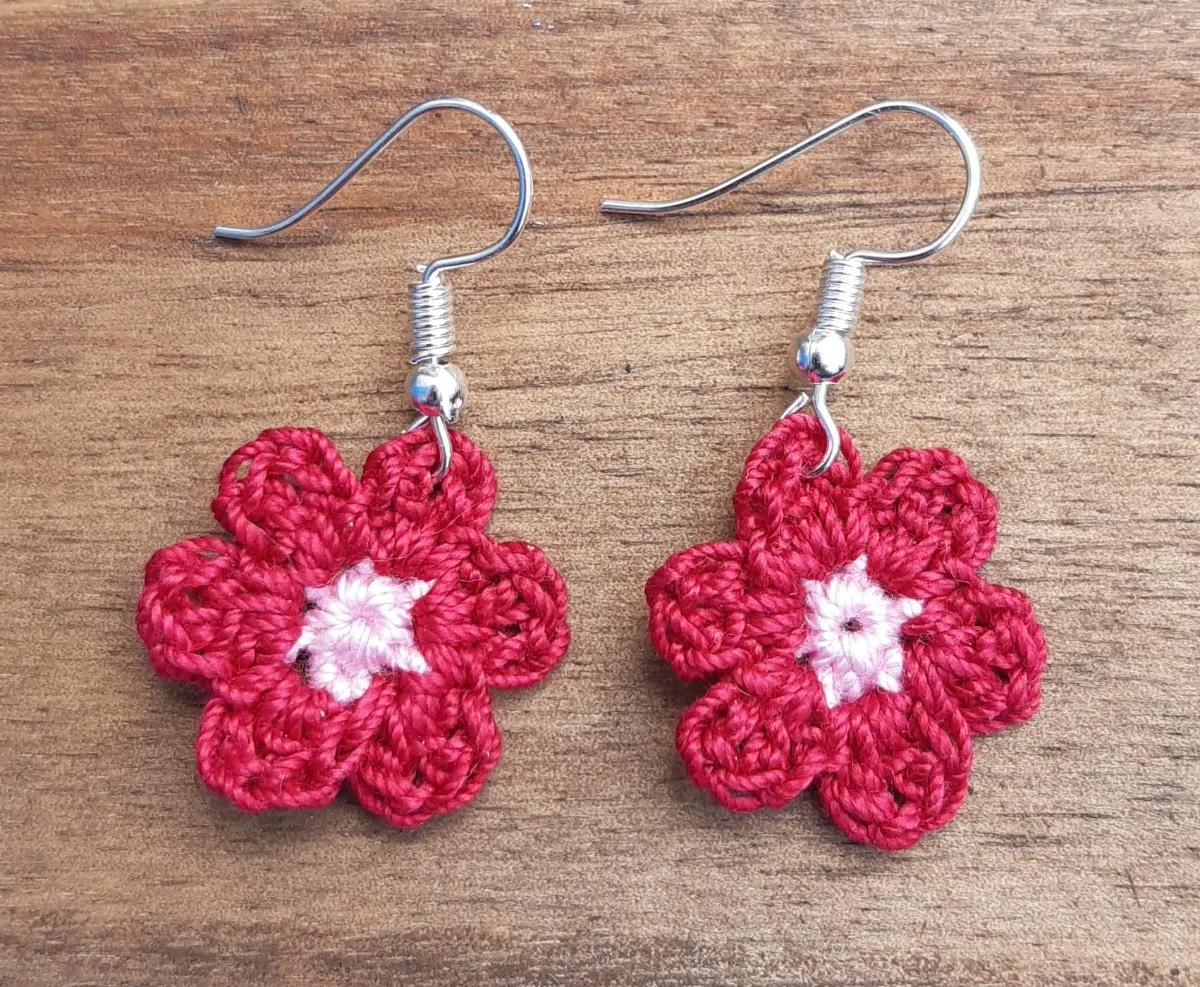 Handmade Crochet Earrings - Flower