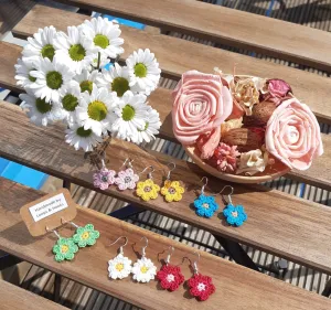 Handmade Crochet Earrings - Flower