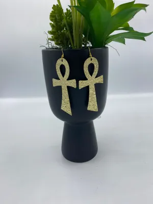 Handmade Gold Ankh Earrings.