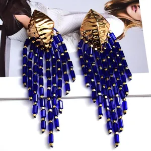 Handmade Long Beaded Chain Earrings