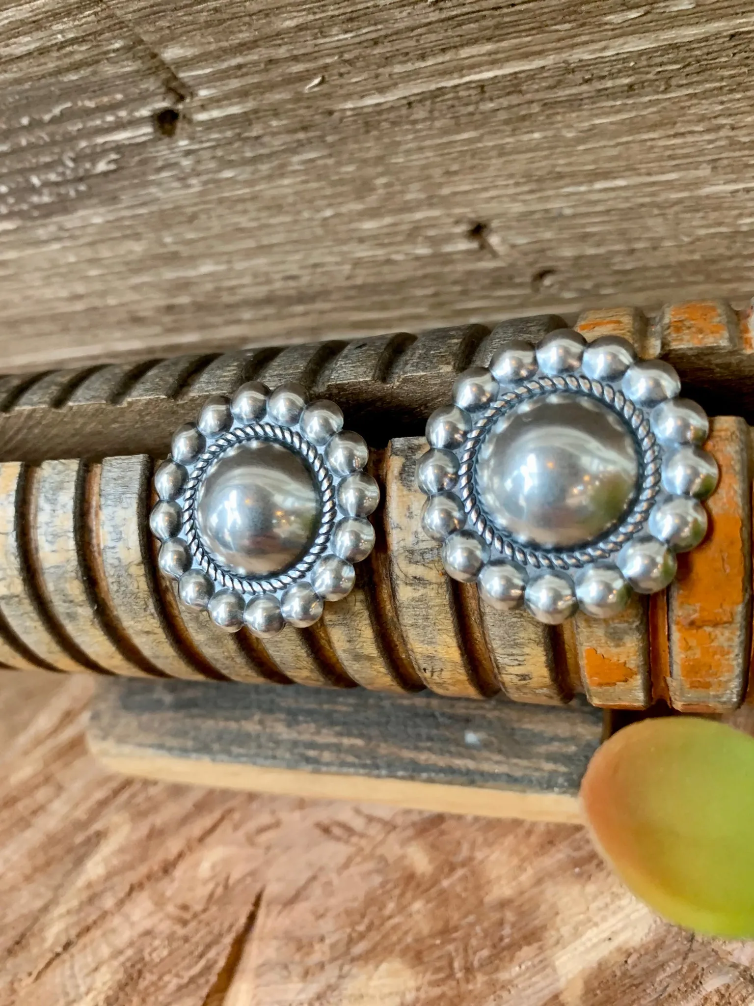 Handmade Navajo Sterling Silver Flower Stud Earrings
