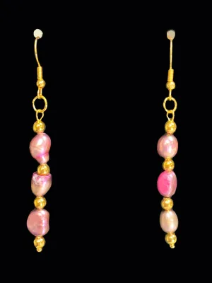 Handmade Orchid (Dyed) Cultured Pearl Dangle Earrings