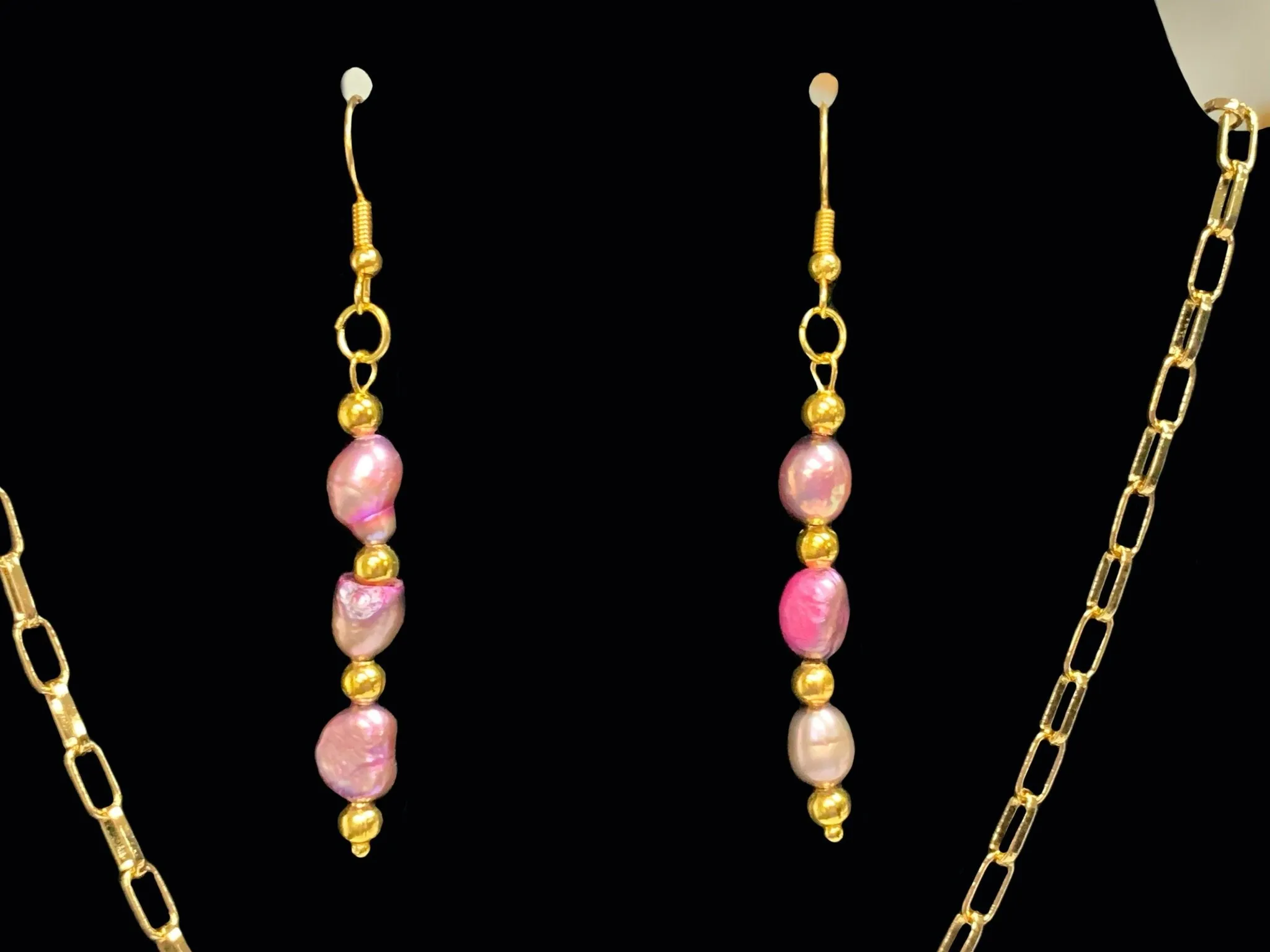 Handmade Orchid (Dyed) Cultured Pearl Dangle Earrings