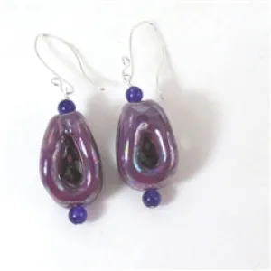 Handmade Purple Bead Earrings Kazuri Dolly Bead Earrings