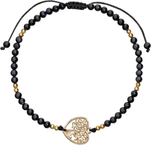 Heart-Shape Tree of Life with Black Agate Anklets Bracelet for women Reiki Real Gemstones and Crystals Beach Foot Gifts