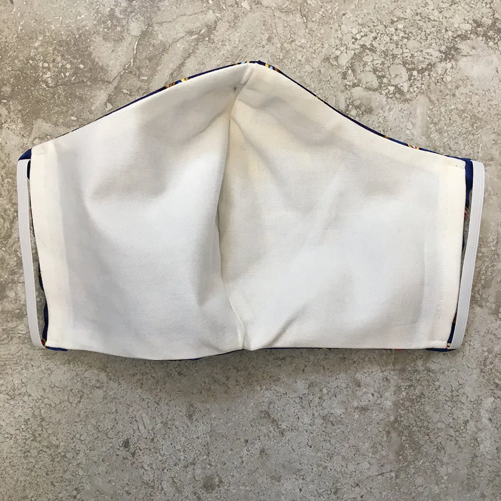 Hermes Handmade Blue Tresors Retrouves Silk Scarf Face Mask