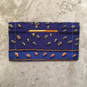 Hermes Handmade Blue Tresors Retrouves Silk Scarf Surgical Face Mask