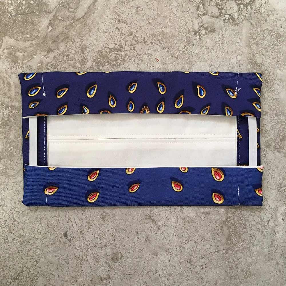 Hermes Handmade Blue Tresors Retrouves Silk Scarf Surgical Face Mask