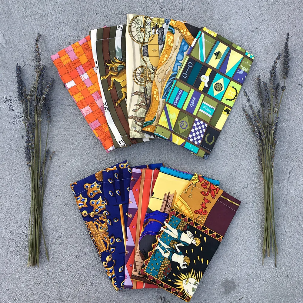 Hermes Handmade Blue Tresors Retrouves Silk Scarf Surgical Style Face Mask