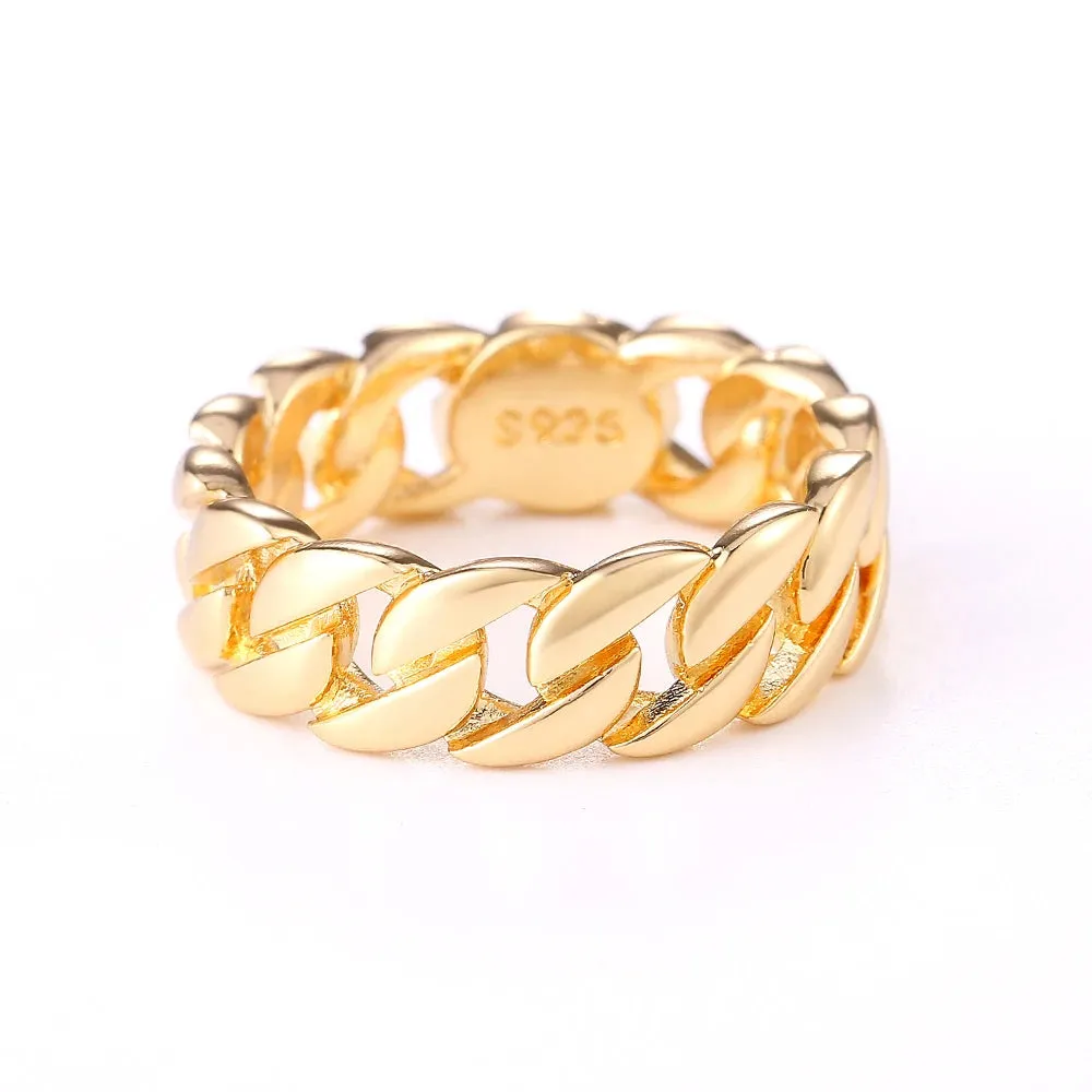 Huitan Metallic Chain Rings Men and Women Simple Design Hip Hop Party Cool Accessories Versatile Punk Style Jewelry Couple Rings