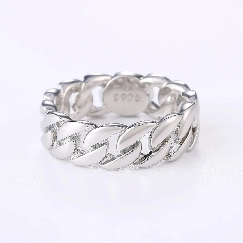 Huitan Metallic Chain Rings Men and Women Simple Design Hip Hop Party Cool Accessories Versatile Punk Style Jewelry Couple Rings
