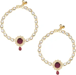 I Jewels Gold Plated Indian Wedding Bollywood Kundan Payal Anklets Jewellery for Women (A019Wi)