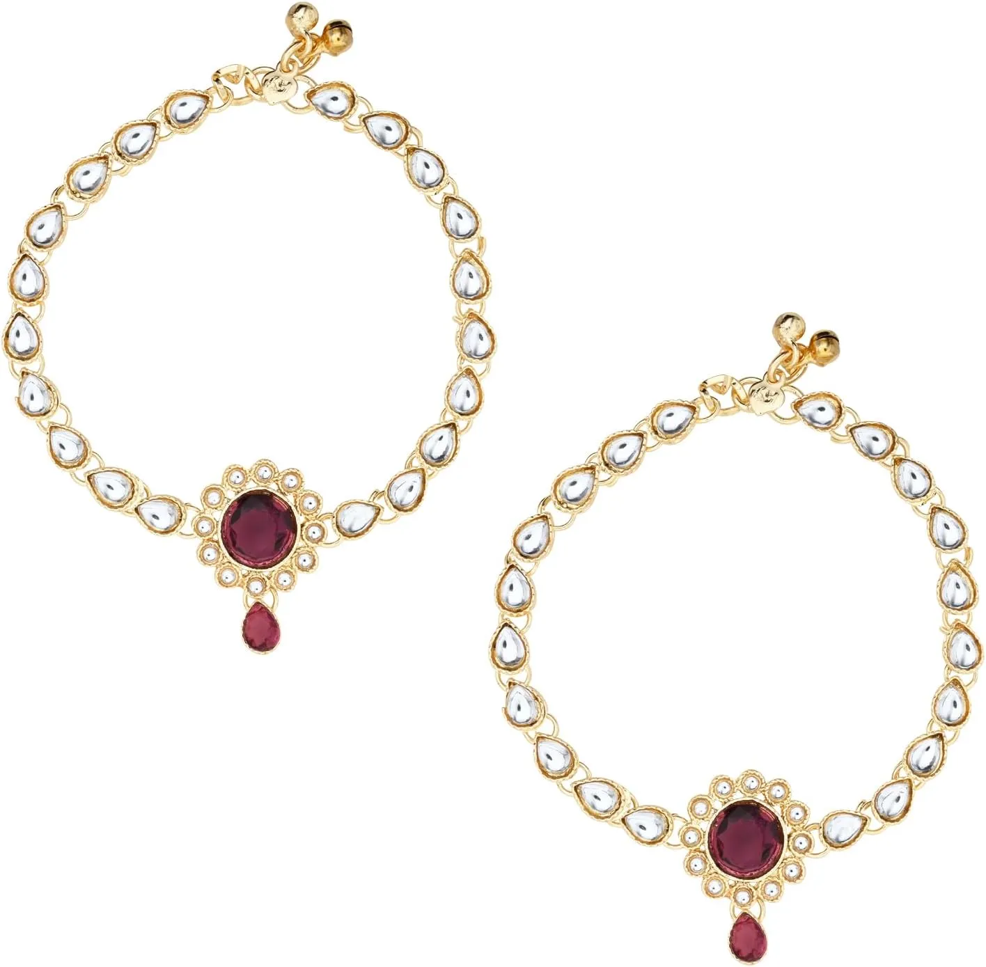I Jewels Gold Plated Indian Wedding Bollywood Kundan Payal Anklets Jewellery for Women (A019Wi)