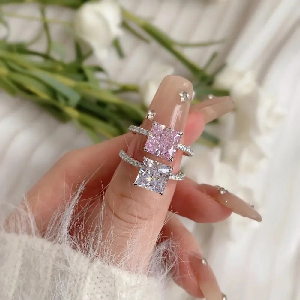 Ice Flower Cut 8A High Quality AAAAA High Carbon Diamonds Set with Four Claw Design Party Engagement Rings