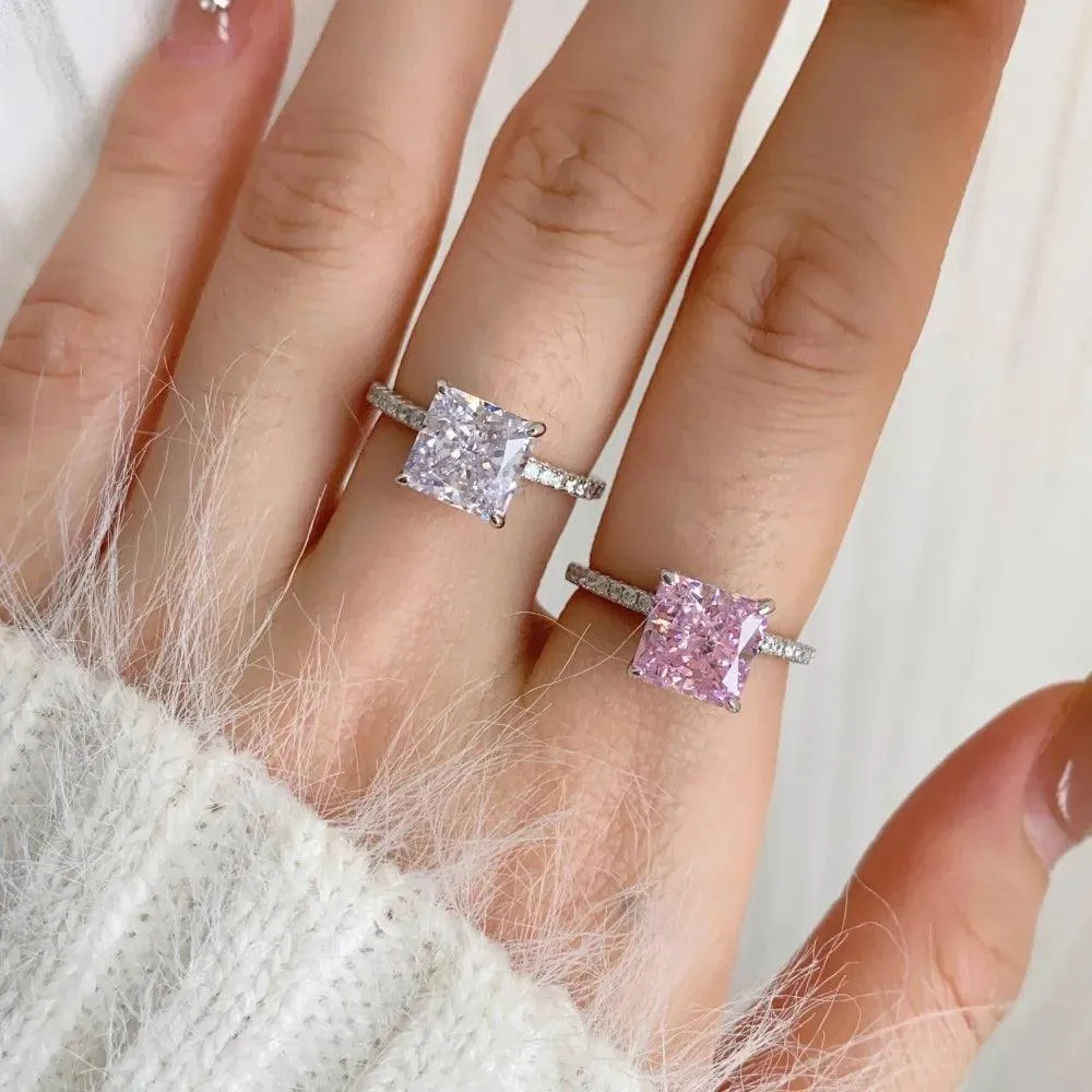 Ice Flower Cut 8A High Quality AAAAA High Carbon Diamonds Set with Four Claw Design Party Engagement Rings