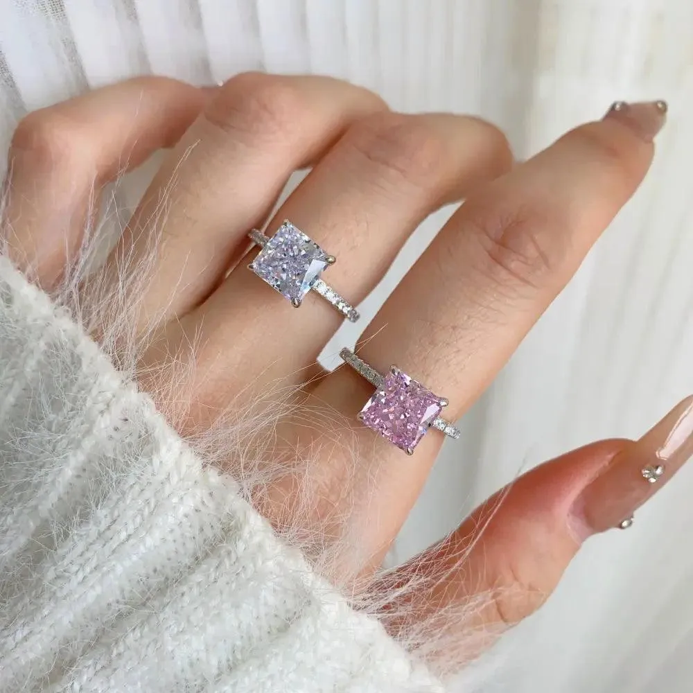 Ice Flower Cut 8A High Quality AAAAA High Carbon Diamonds Set with Four Claw Design Party Engagement Rings