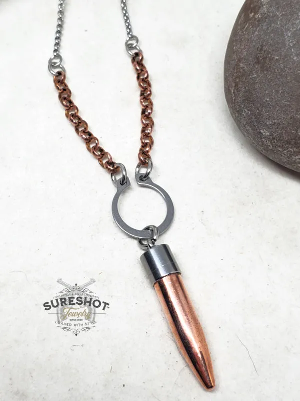 Industrial Style Copper & Silver Bullet Necklace - Unisex