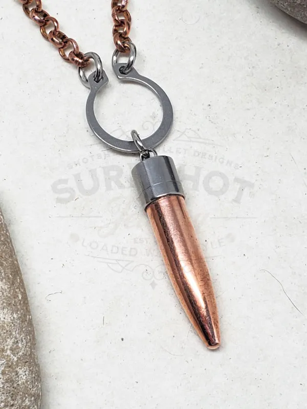 Industrial Style Copper & Silver Bullet Necklace - Unisex