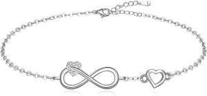 Infinity Anklet Infinity Anklets for Women Ankle Bracelets Heart Anklet 925 Sterling Silver Endless Love Symbol Jewelry Mothers Day Gifts