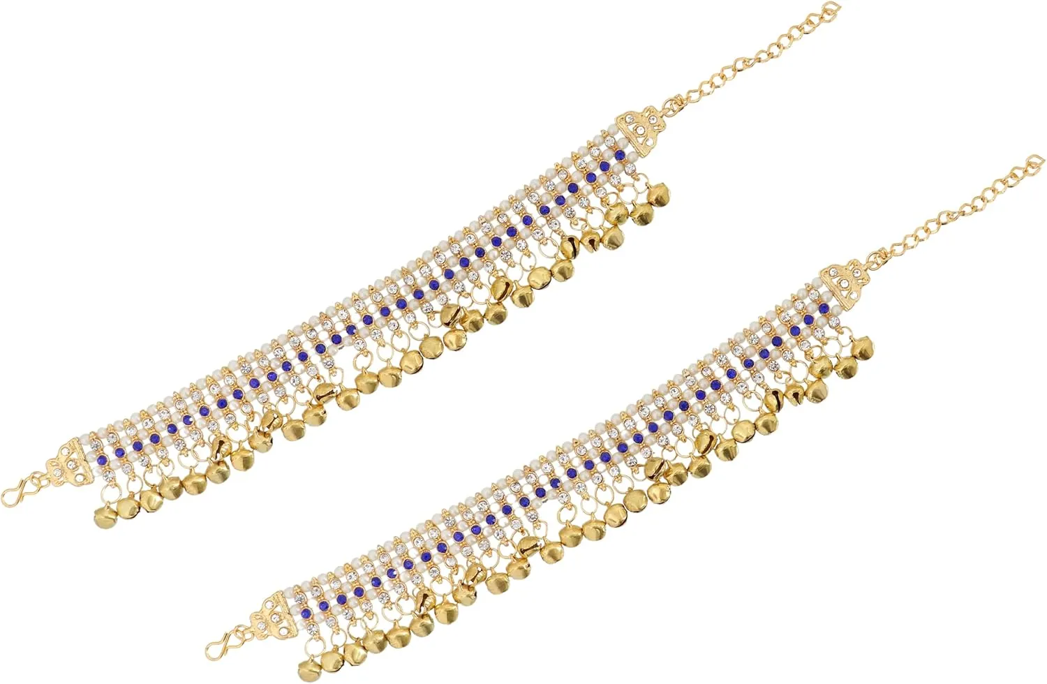 Jewel India Indian Traditional Ethnic Fashion Bollywood Silver Oxidized Party-wear Wedding Ghungroo Banjara Payal Anklet Women Blue