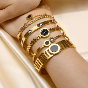 Jewelry CZ Stone Bracelet, Gold High Quality Stainless Steel Cubic Zirconia Bracelets