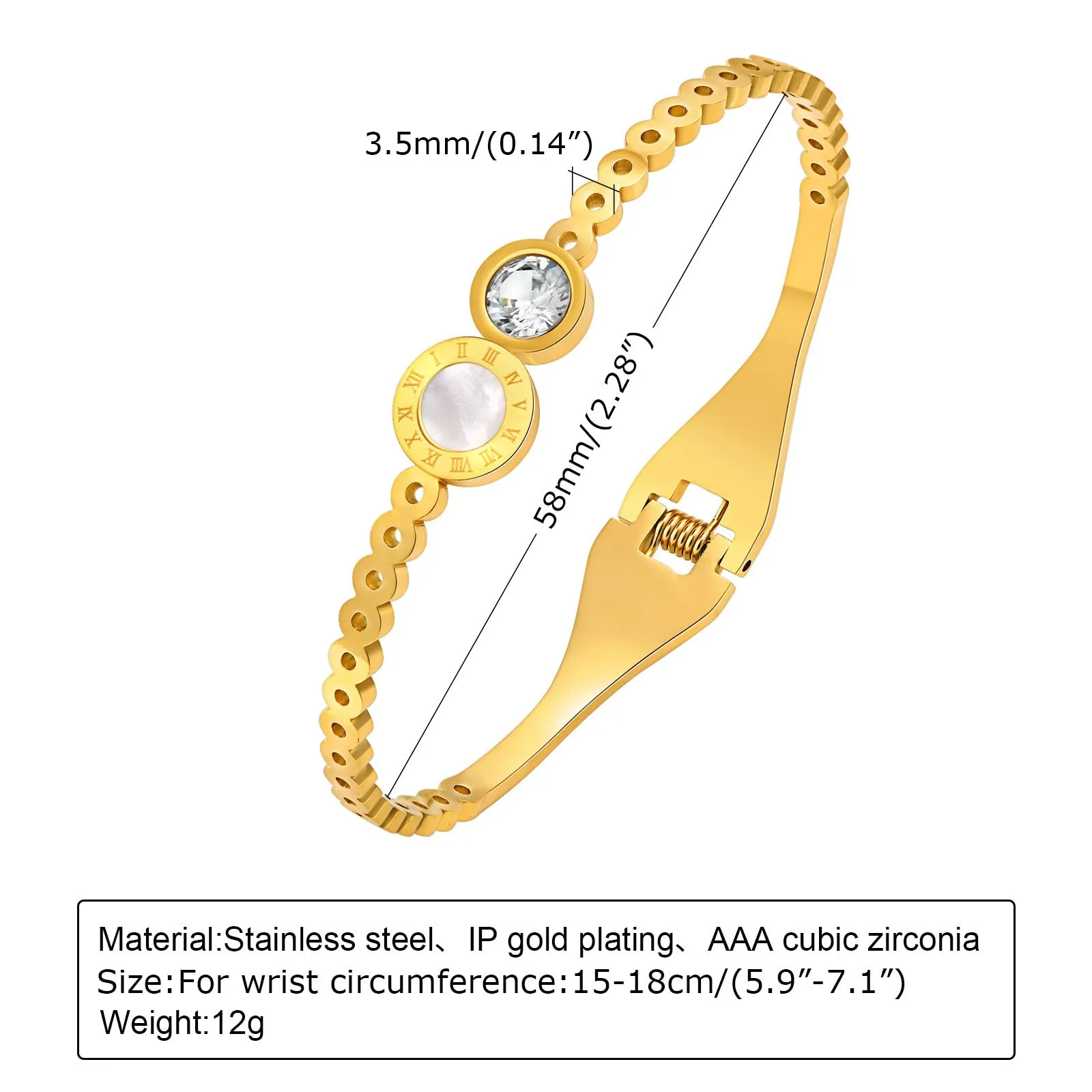 Jewelry CZ Stone Bracelet, Gold High Quality Stainless Steel Cubic Zirconia Bracelets