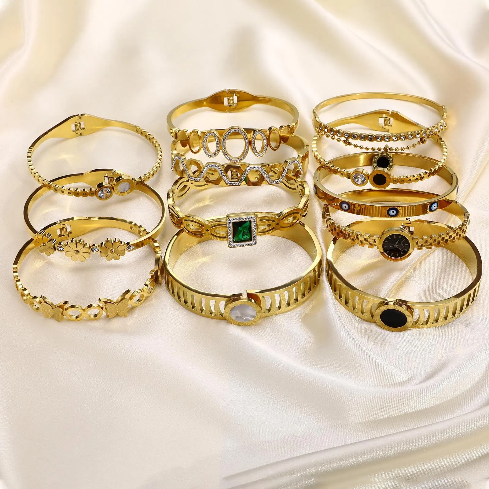 Jewelry CZ Stone Bracelet, Gold High Quality Stainless Steel Cubic Zirconia Bracelets