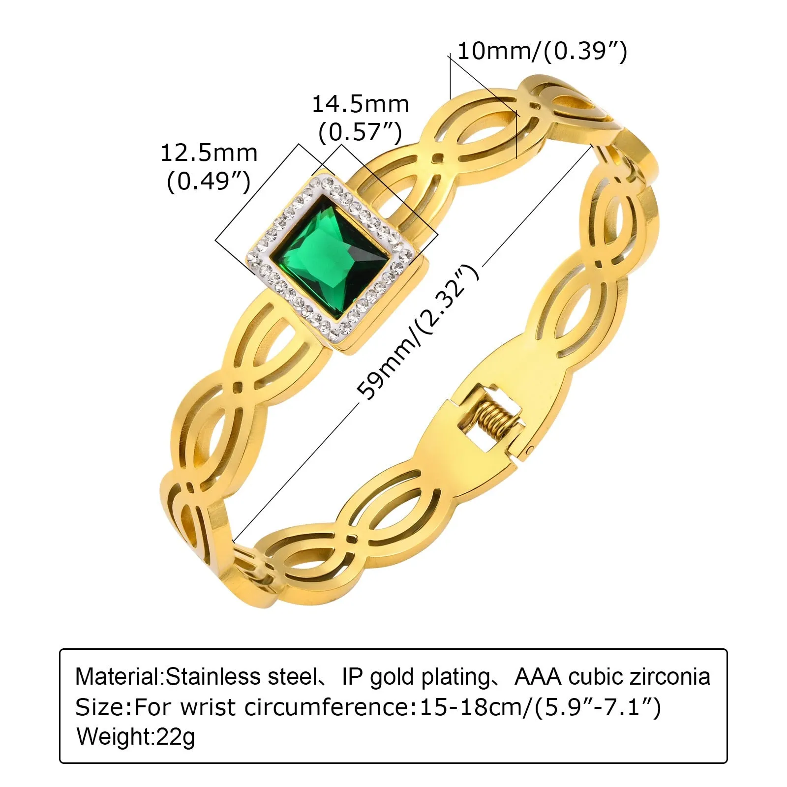 Jewelry CZ Stone Bracelet, Gold High Quality Stainless Steel Cubic Zirconia Bracelets